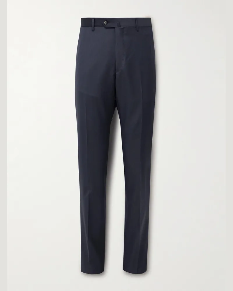 Caruso Slim-Fit Wool Suit Trousers Blue