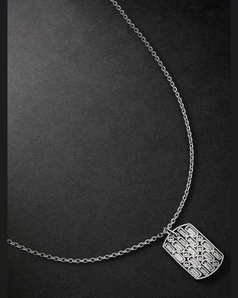Suzanne Kalan 18-Karat White Gold Diamond Pendant Necklace Silver