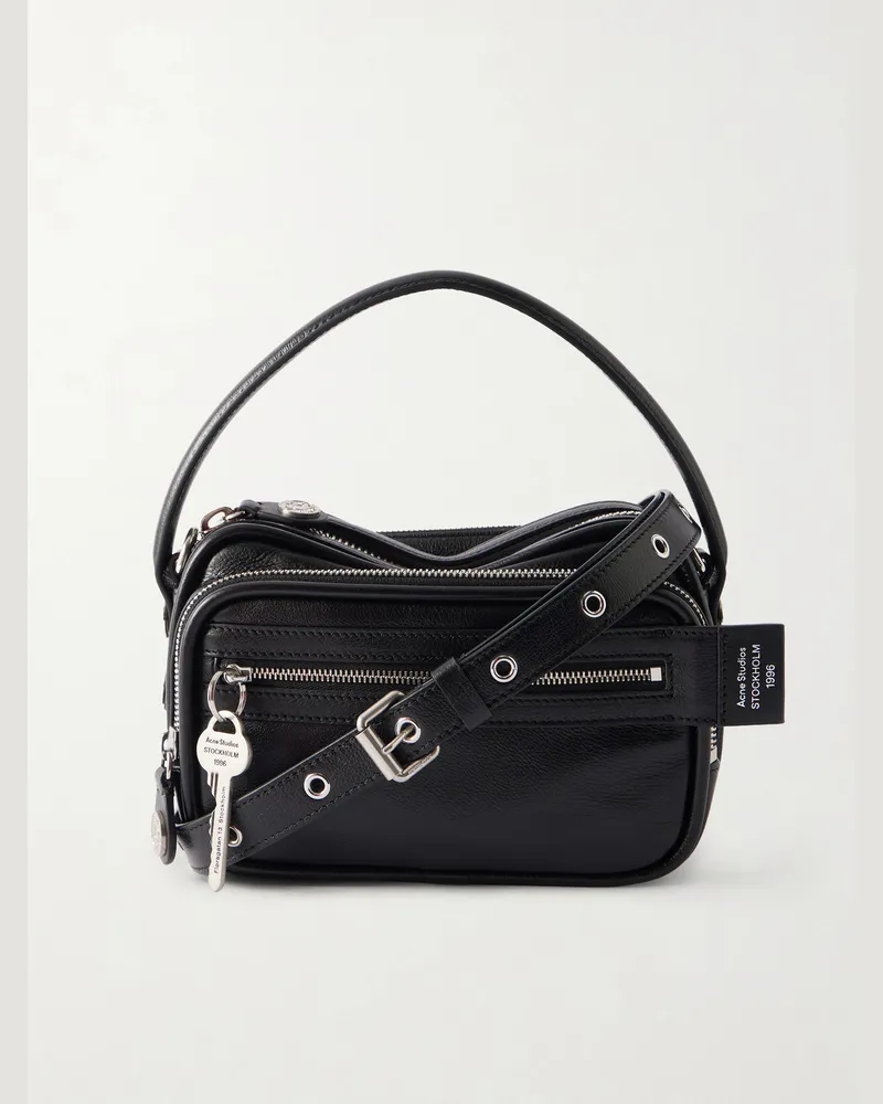 Acne Studios Camero Embellished Textured-Leather Messenger Bag Black