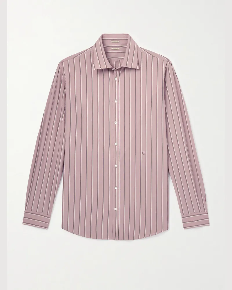 Massimo Alba Genova Hemd aus gestreifter Baumwollpopeline Pink