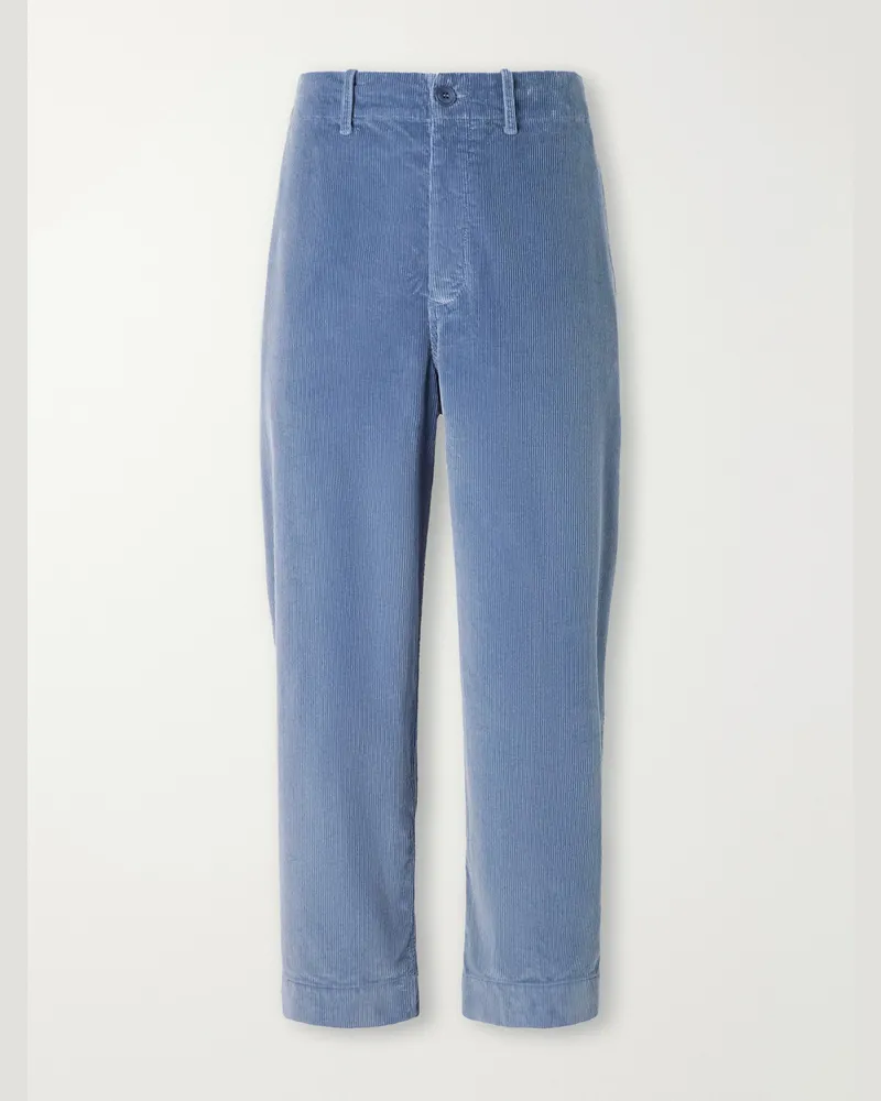 Casey Casey Albello Straight-Leg Cotton-Corduroy Trousers Blue