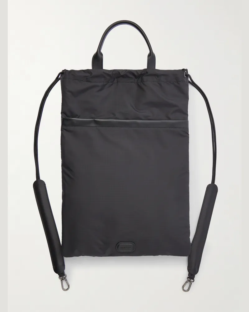 John Lobb Leather-Trimmed Shell Shoe Bag Black