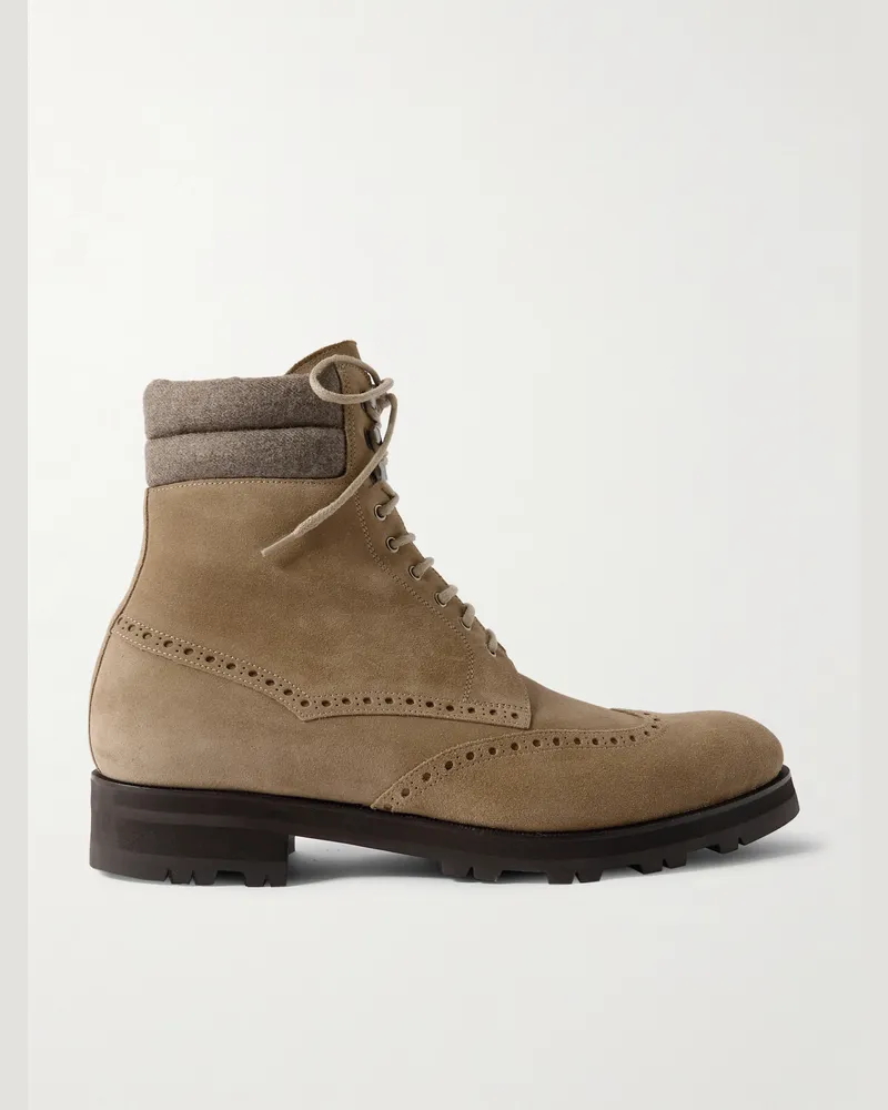 Manolo Blahnik Sapele Schnürstiefel aus Veloursleder Braun