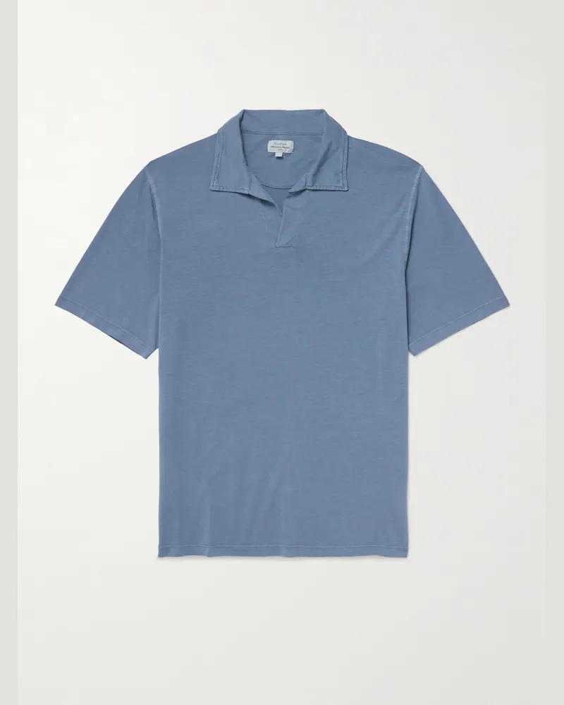 Hartford Polohemd aus einer Lyocell-Baumwollmischung Blau