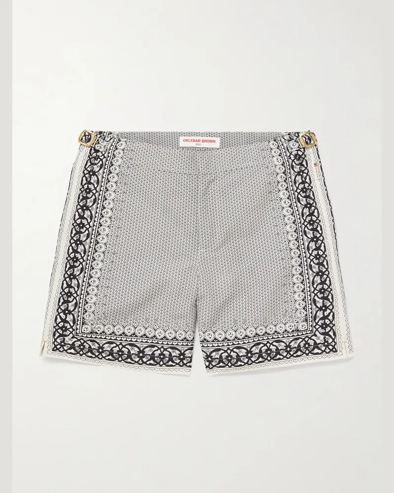 Orlebar Brown Bulldog gerade geschnittene mittellange Badeshorts aus recyceltem Shell mit Print Grau
