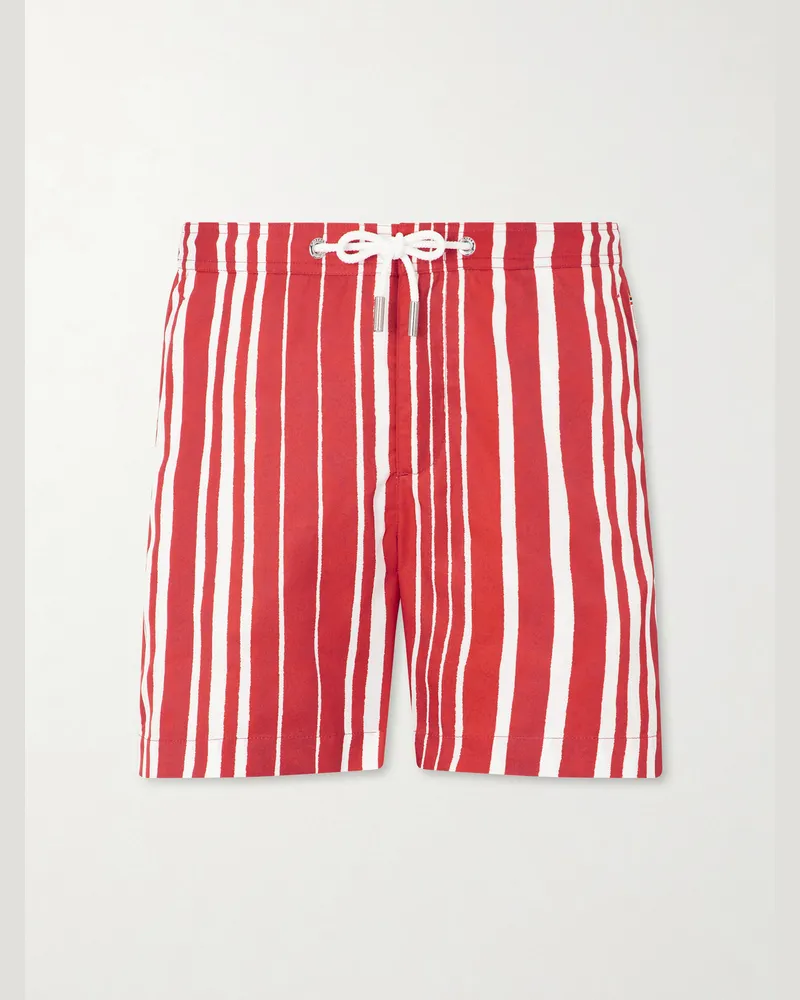 Orlebar Brown Bulldog Straight-Leg Striped Swim Shorts Red