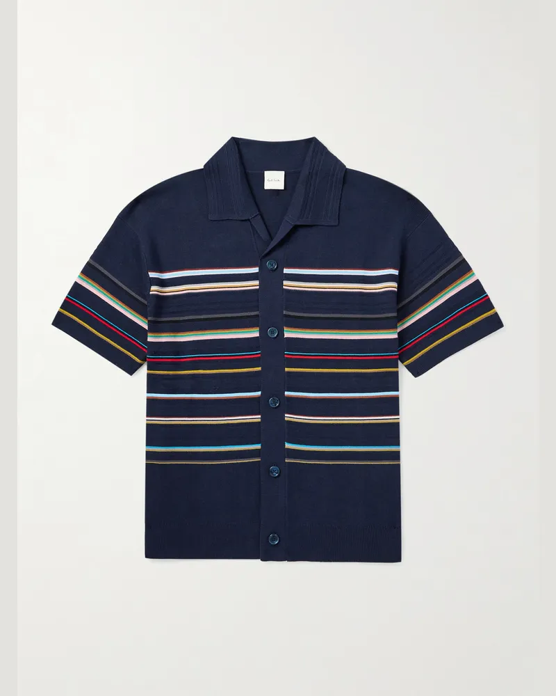 Paul Smith Gestreiftes Hemd aus Baumwolle Blau