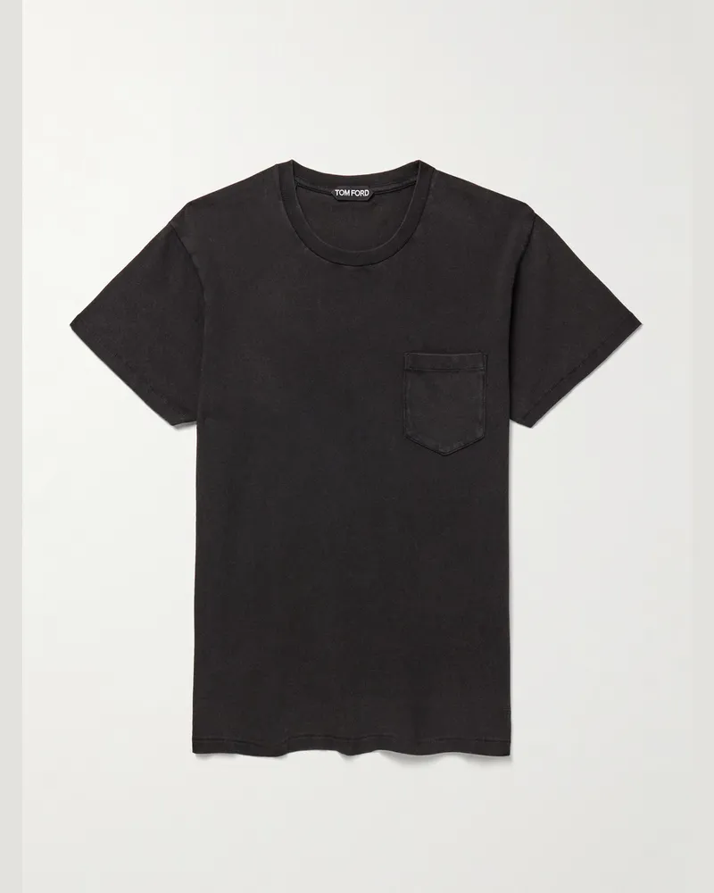 Tom Ford Schmal geschnittenes kaltgefärbtes T-Shirt aus Baumwolle Grau