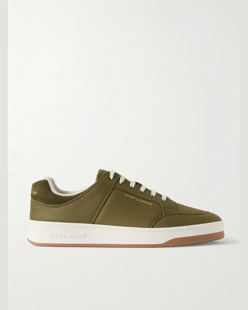 Saint Laurent SL61 Sneakers aus Canvas mit Velourslederbesatz Grün