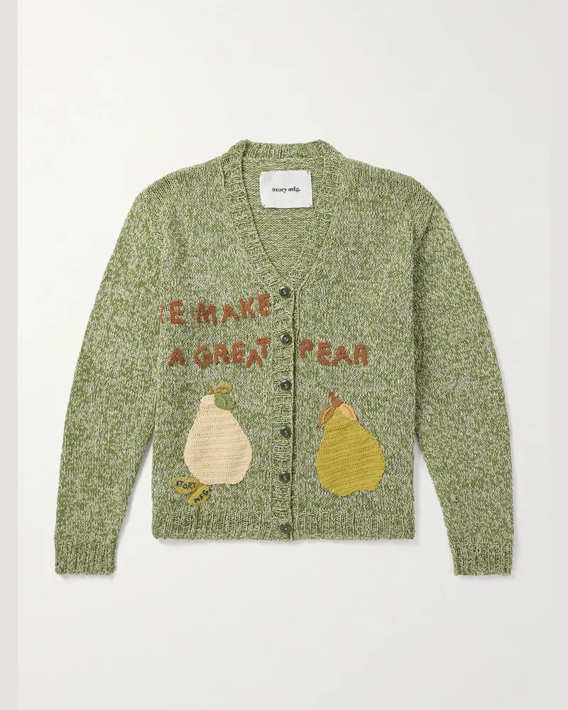 STORY mfg. Twinsun Cardigan aus Biobaumwolle mit Stickereien Grün