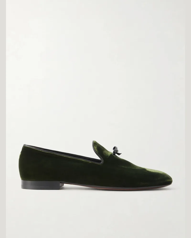 Tom Ford Scott Bow-Detailed Velvet Loafers Green