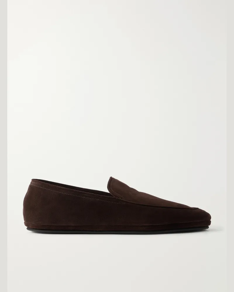 John Lobb Kingstone Suede Slippers Brown