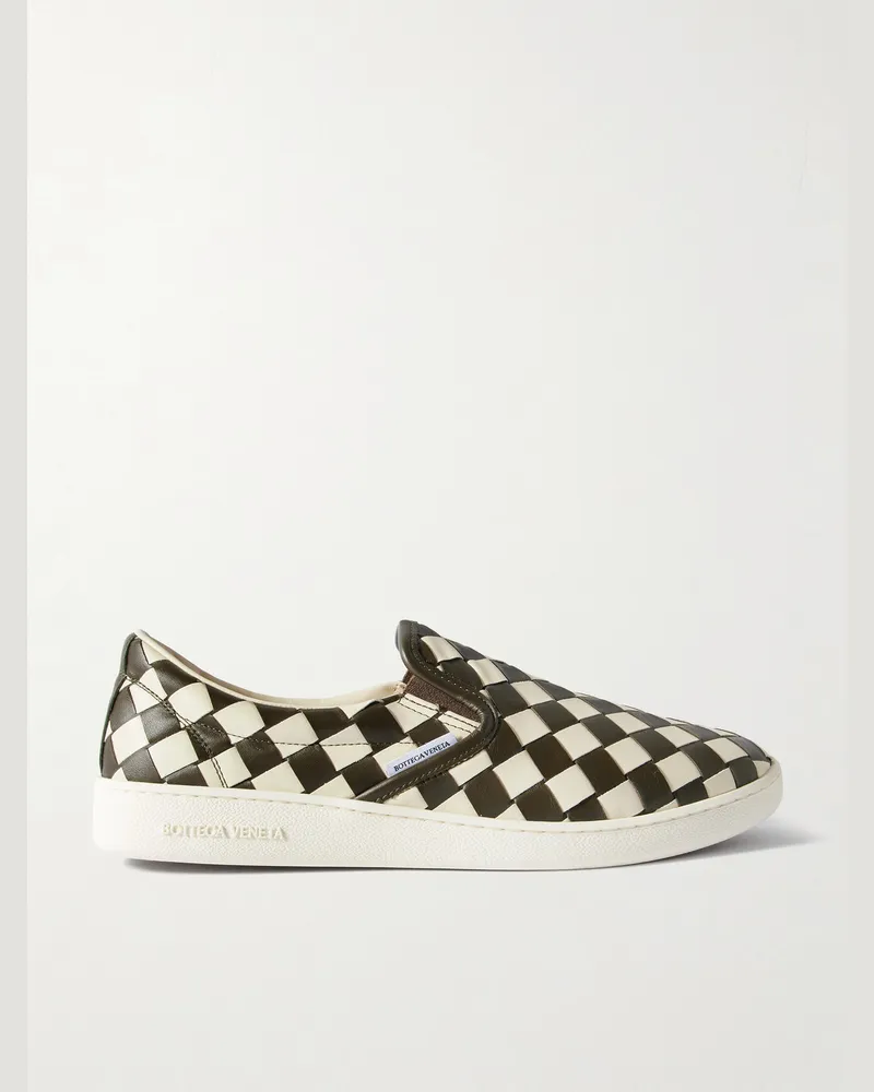 Bottega Veneta Sawyer zweifarbige Slip-ons aus Intrecciato-Leder Neutral
