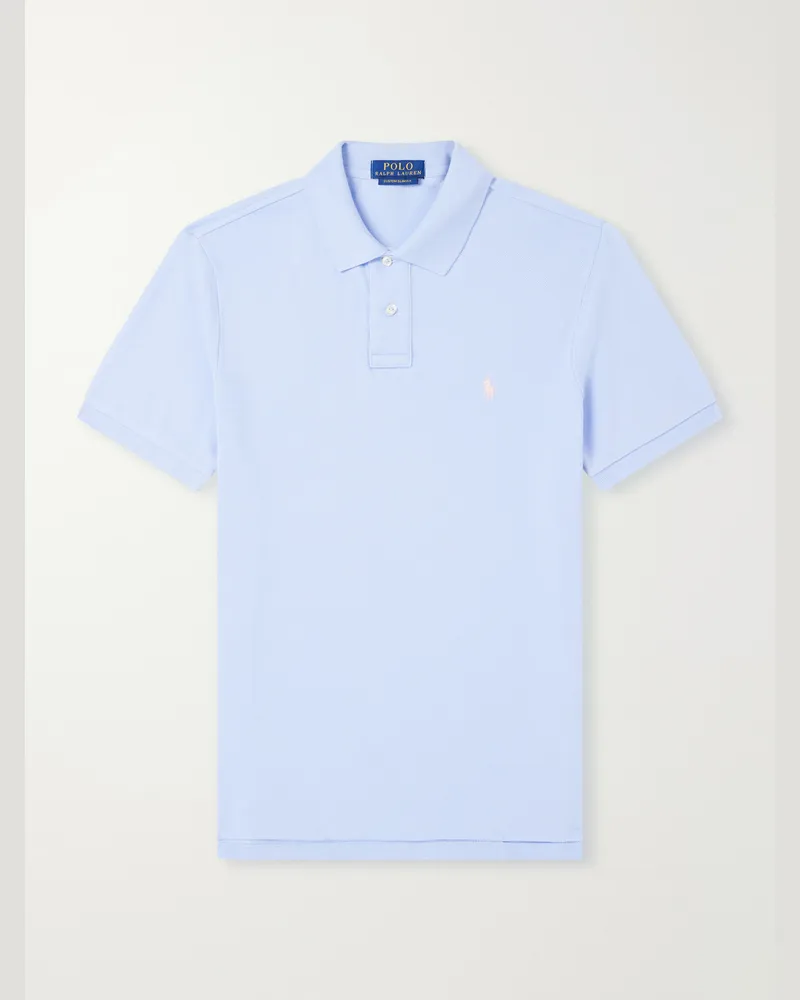 Ralph Lauren Logo-Embroidered Cotton Polo Shirt Blue
