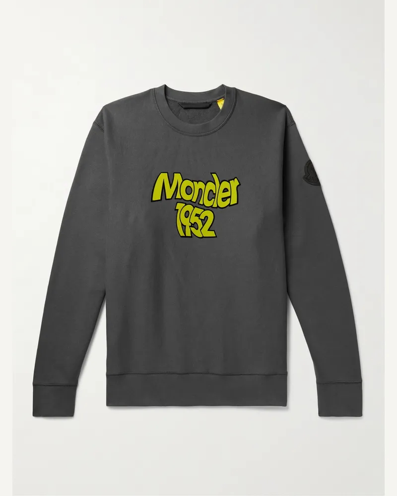 Moncler 2 Moncler 1952 Sweatshirt aus Baumwoll-Jersey mit Logoflockdruck Grau