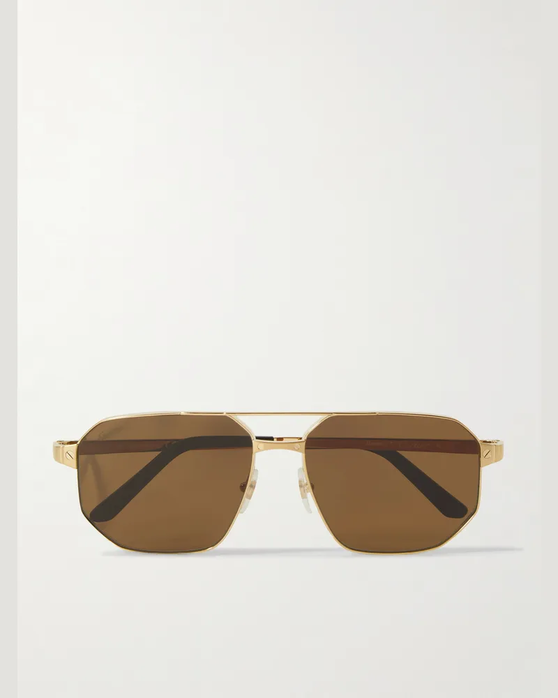 Cartier Santos de Cartier goldfarbene Pilotensonnenbrille Gold