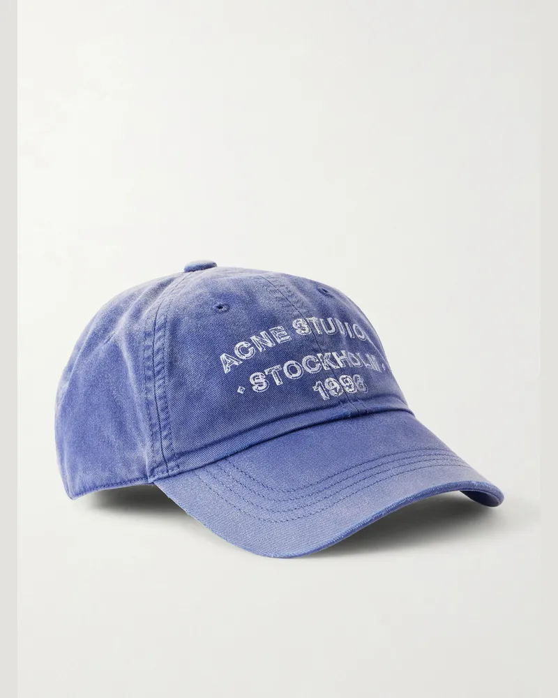 Acne Studios Cuddy Sunkissed Logo-Print Cotton-Twill Baseball Cap Blue