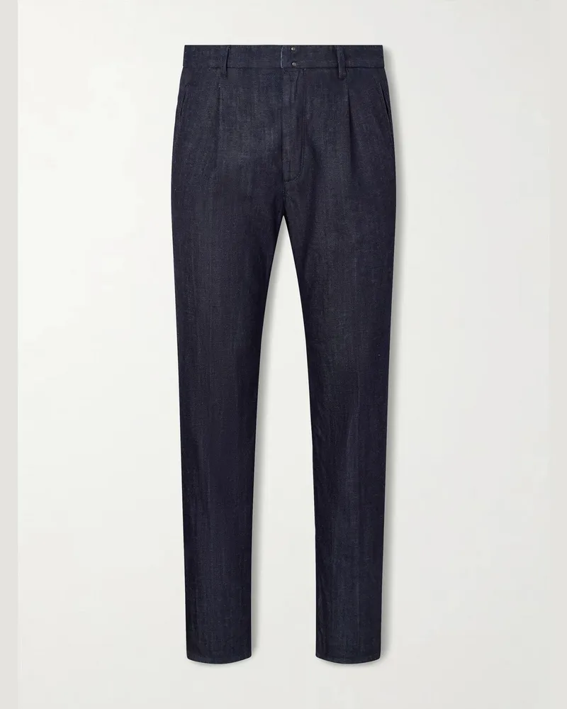 Slowear Straight-Leg Pleated Jeans Blue