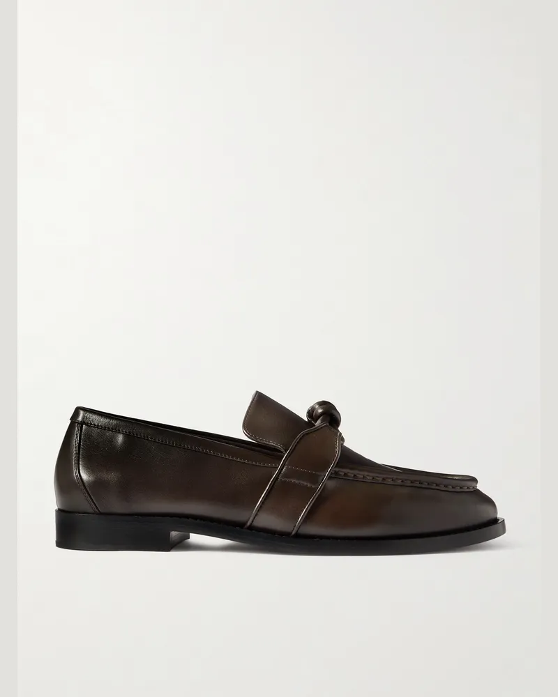 Bottega Veneta Astaire Knot-Detailed Leather Loafers Brown