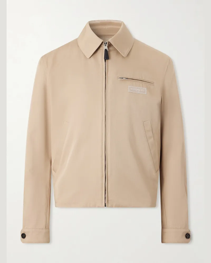 Givenchy Harrington Logo-Appliquéd Cotton-Twill Jacket Neutrals