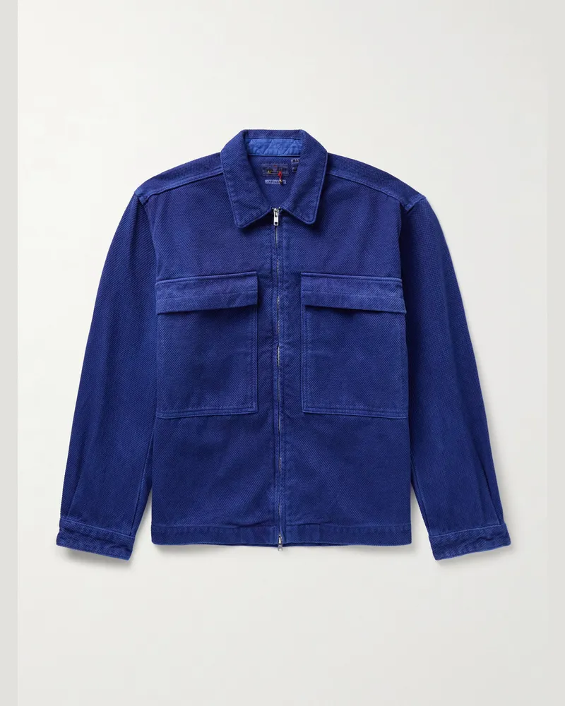 Blue Blue Japan Jacke aus Baumwolle in Sashiko-Optik und Indigo-Färbung Blau