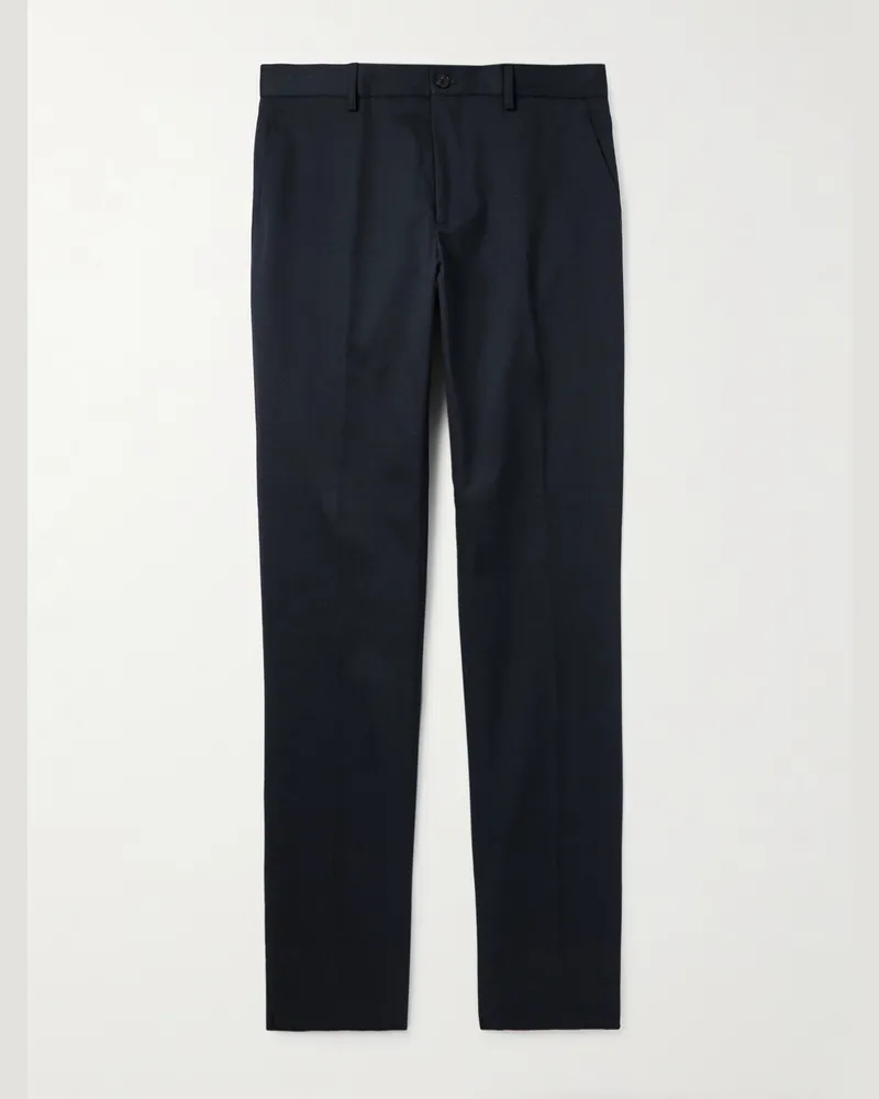 Etro Roma schmal und gerade geschnittene Hose aus Stretch-Baumwoll-Twill Blau