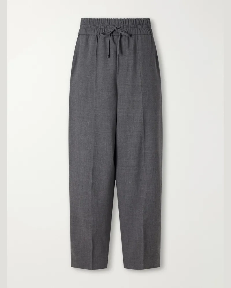 AMI Paris Wide-Leg Virgin Wool Trousers Gray
