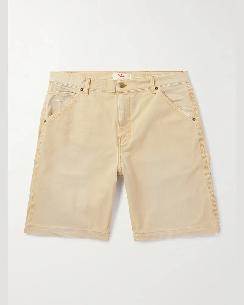 Cherry Los Angeles Weit geschnittene Shorts aus Baumwoll-Canvas mit Logoapplikation in Distressed-Optik Braun