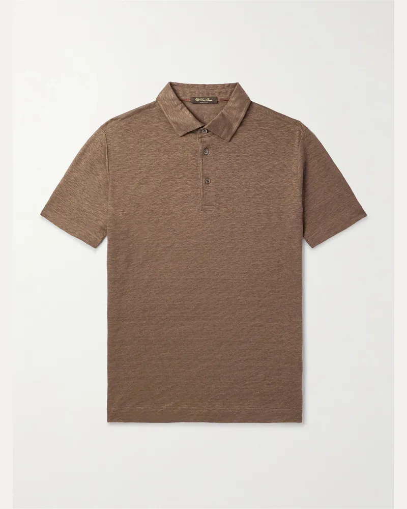 Loro Piana Polohemd aus Leinen Braun
