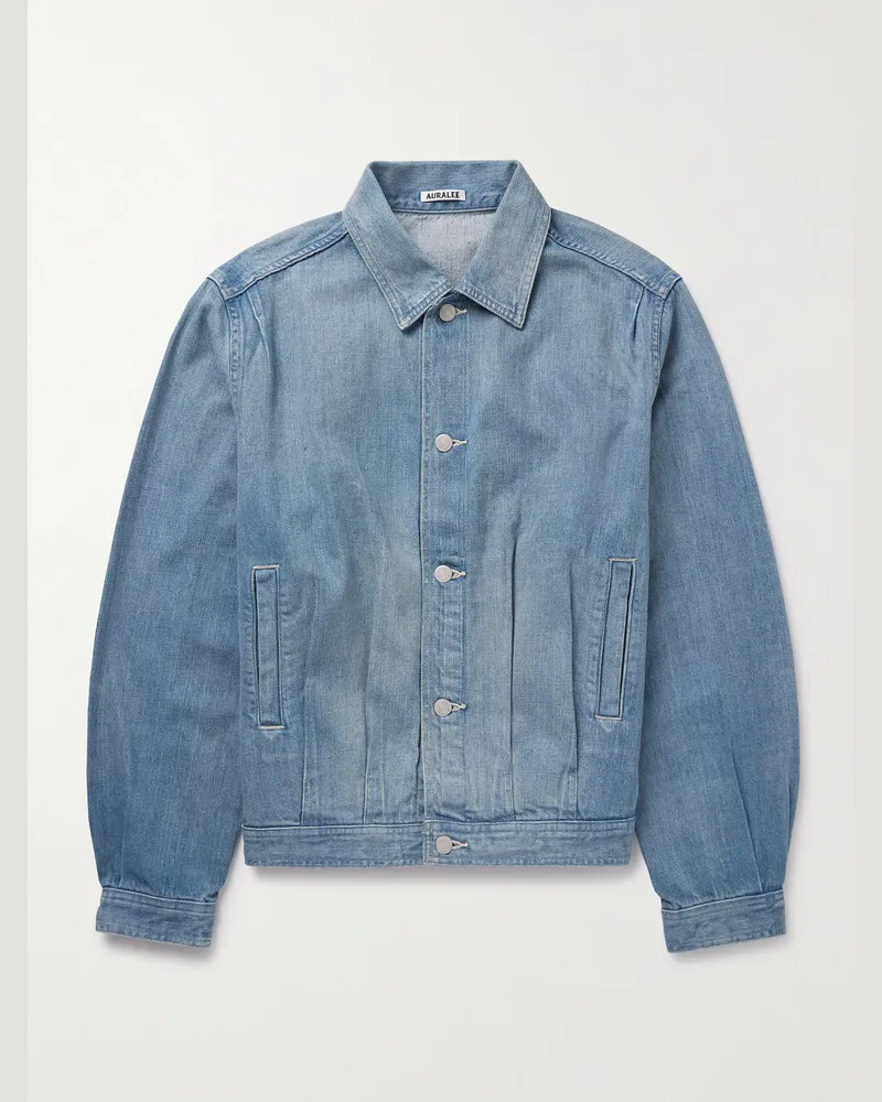 AURALEE Jeansjacke aus Selvedge Denim mit Falten Blau