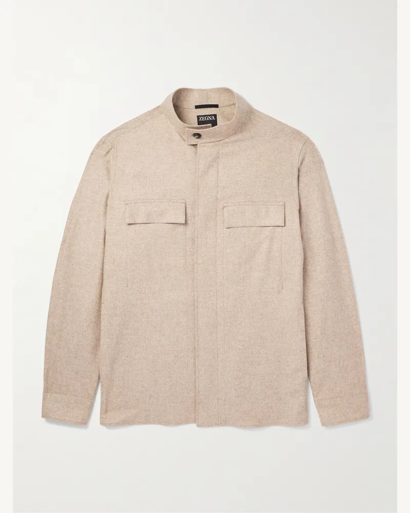 Ermenegildo Zegna Hemdjacke aus Kaschmir mit Stehkragen Neutral