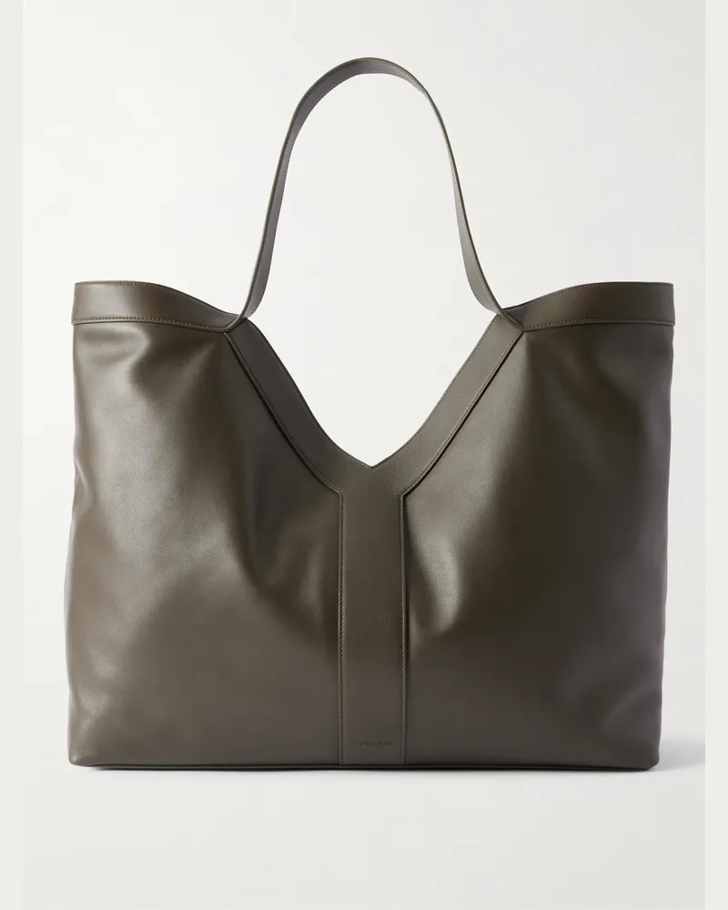 Saint Laurent Y Tote aus Leder Grün