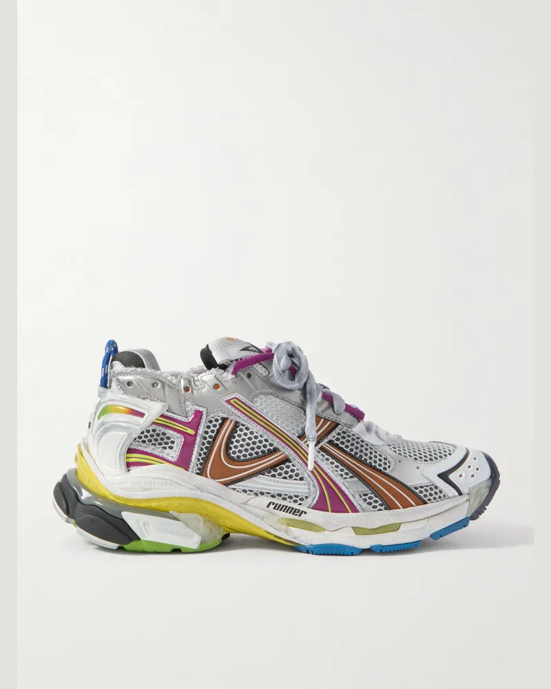 Balenciaga Runner Sneakers aus Gummi und Mesh in Distressed-Optik Grau