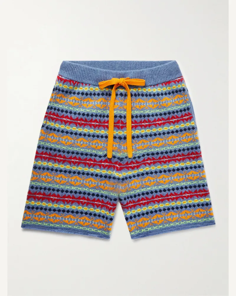 The Elder Statesman Fair Isle Cashmere Shorts Multi