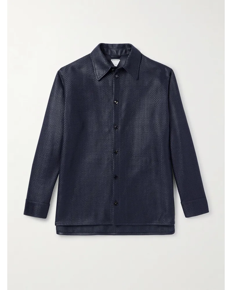 Bottega Veneta Hemd aus Intrecciato-Leder Blau