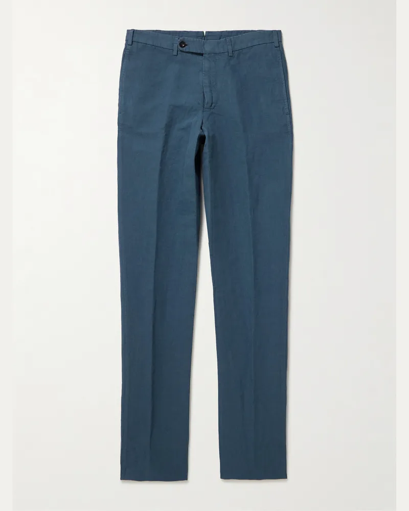 Sid Mashburn Sport gerade geschnittene Hose aus Canvas aus einer Hanf-Baumwollmischung Blau