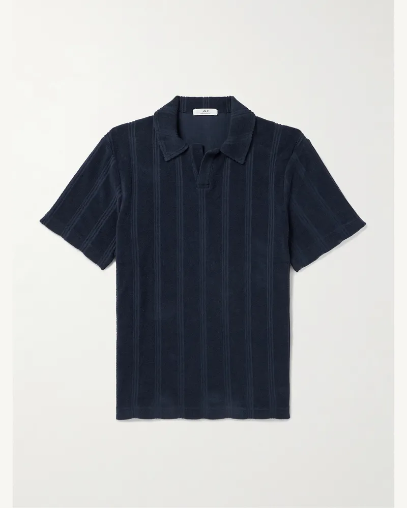 MR P. Polohemd aus gestreiftem Baumwollfrottee Blau