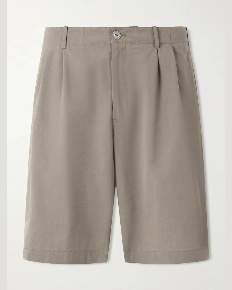 Our Legacy Ponte weit geschnittene Shorts aus einer Schurwoll-Baumwollmischung mit Falten Grün