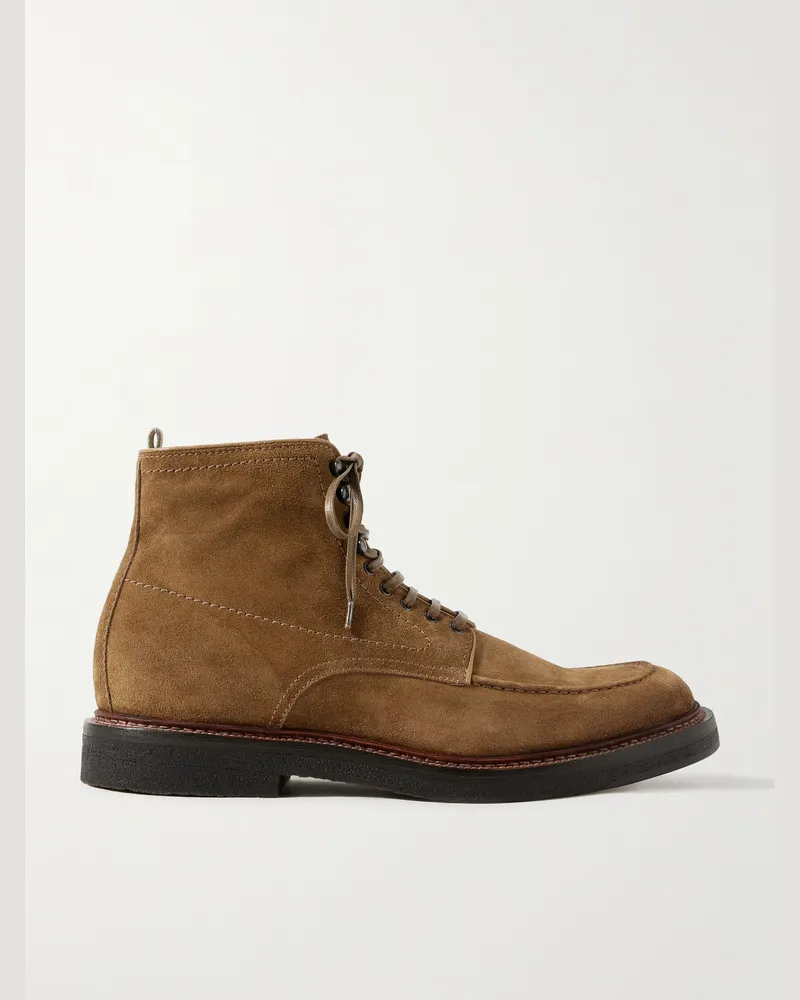 Officine Creative Italia Aston Crepe 004 Schnürstiefel aus Veloursleder Braun