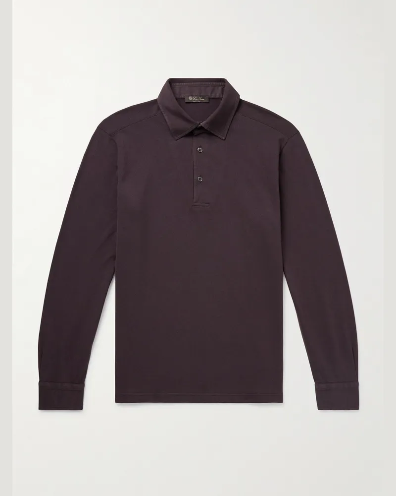 Loro Piana Oberteil aus Baumwoll-Piqué mit Polokragen Burgunder