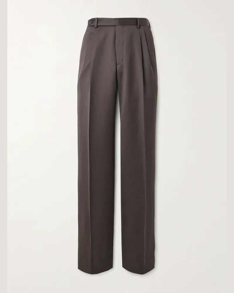 Brioni Capri weit geschnittene Hose aus einer Wollmischung mit Falten Braun