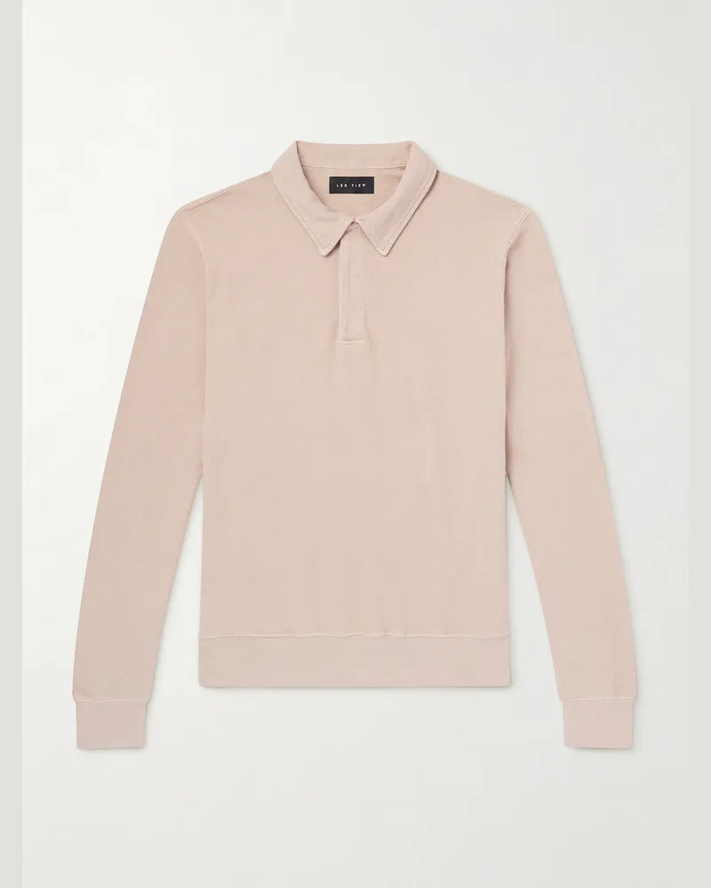 LES TIEN Cotton-Piqué Polo Shirt Neutrals