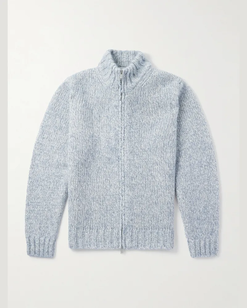 LARDINI Schmal geschnittener Cardigan aus einer Schurwollmischung mit Reißverschluss Blau