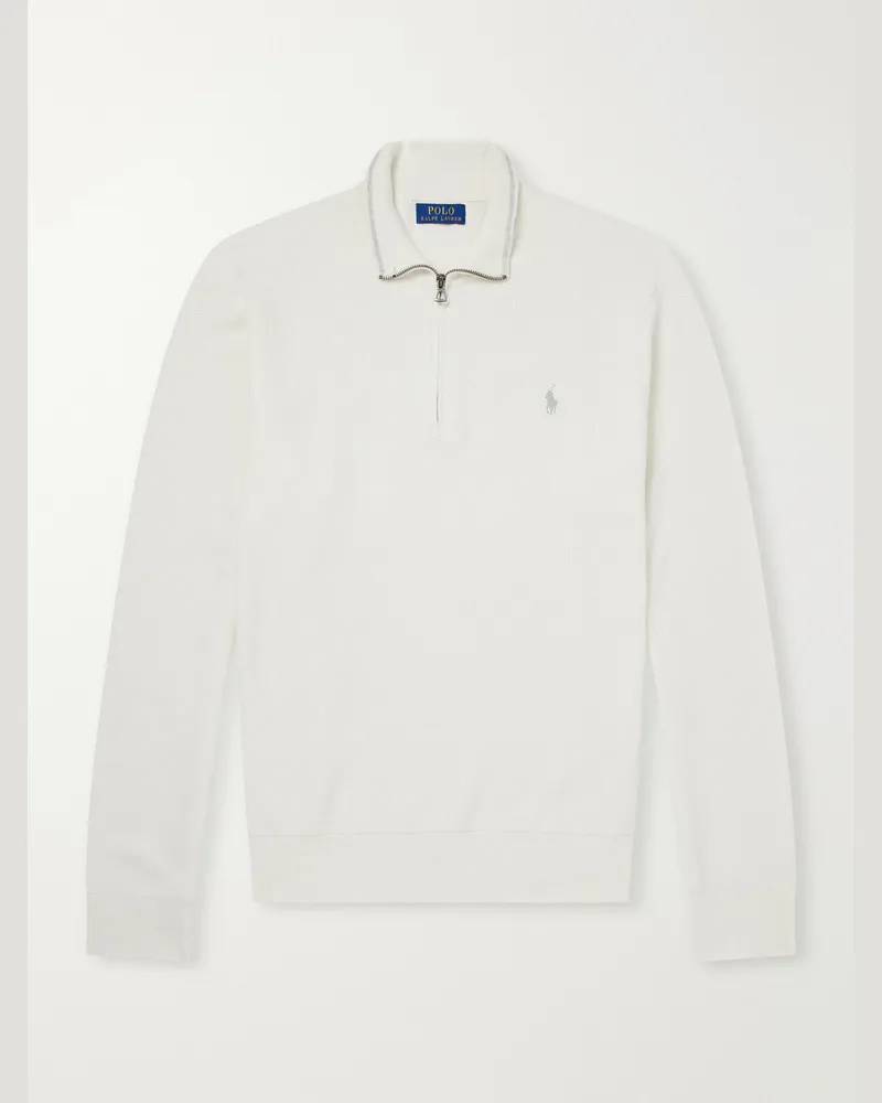 Ralph Lauren Logo-Embroidered Cotton Half-Zip Sweater White