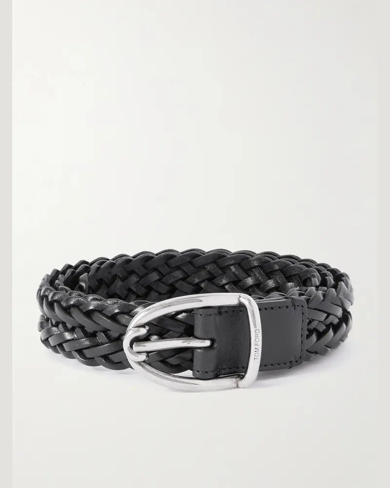 Tom Ford Gürtel aus geflochtenem Leder, 2,5 cm Schwarz