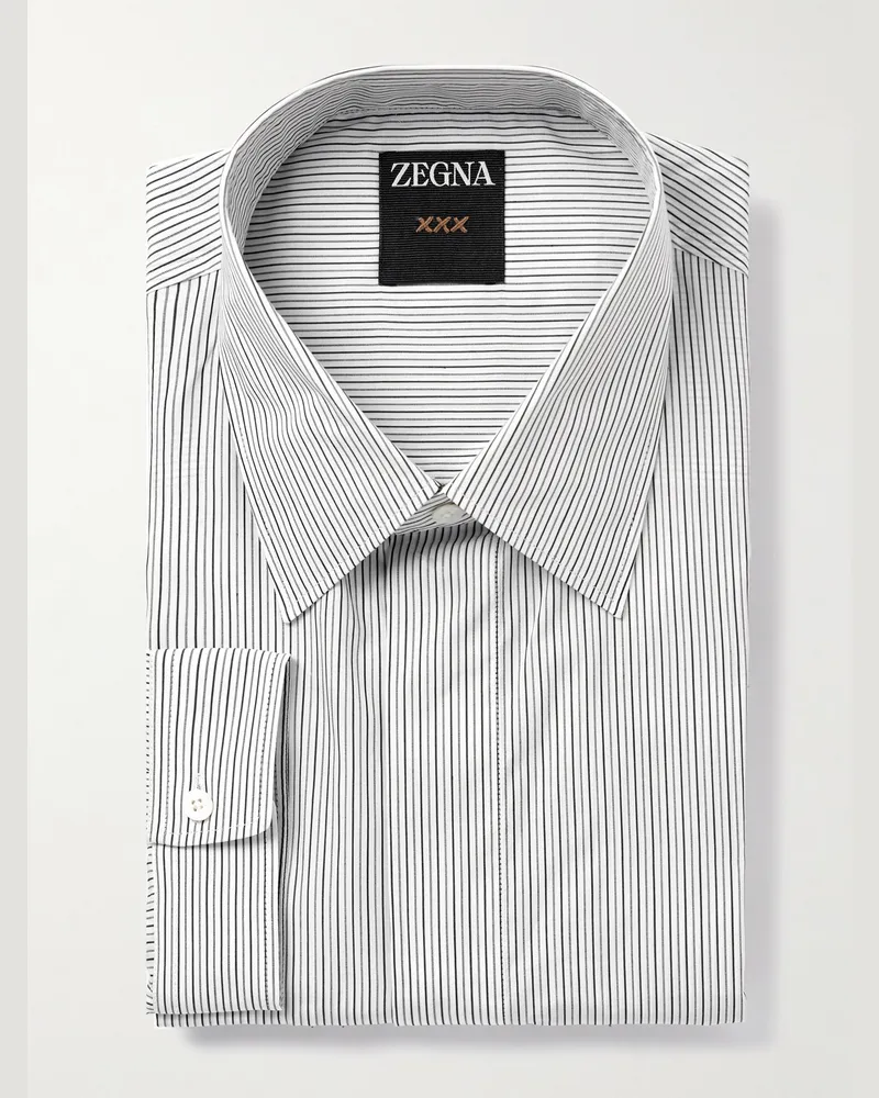 Ermenegildo Zegna Gestreiftes Hemd aus Baumwolle Grau