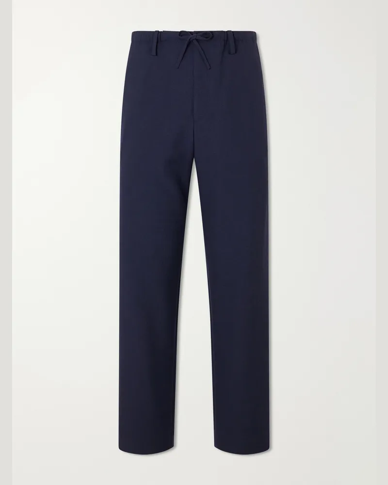 Dries van Noten Penny Straight-Leg Wool Trousers Blue
