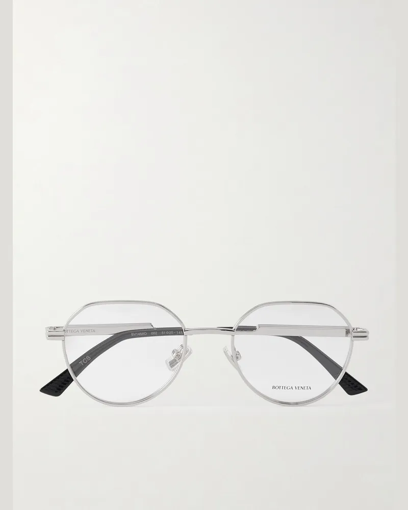 Bottega Veneta Dash Panthos silberfarbene Brille mit rundem Rahmen Silber