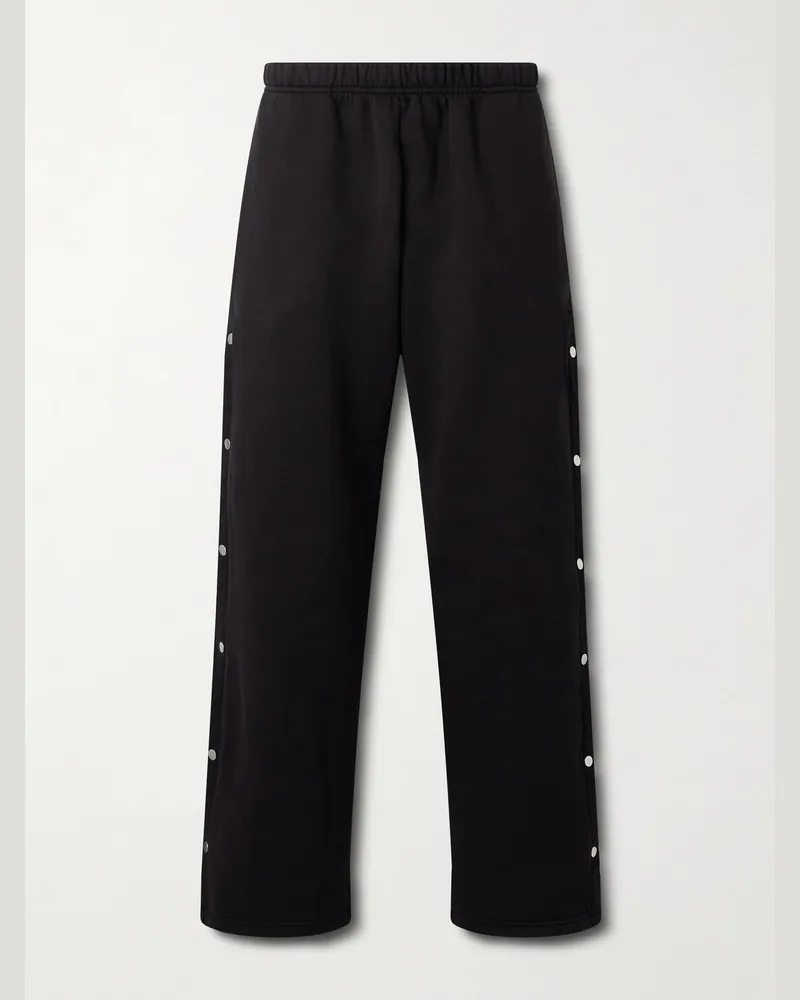 LES TIEN Wide-Leg Fleece-Back Cotton-Jersey Sweatpants Black