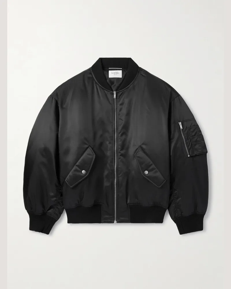 Saint Laurent Bomberjacke aus recyceltem Shell Schwarz